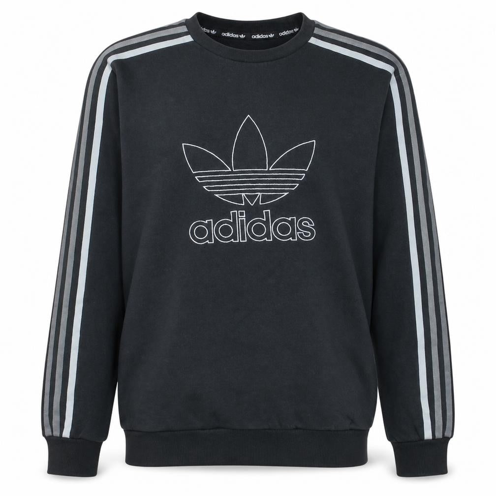 adidas Men Black Small Pullover Logo Crew Neck Sweatshirt