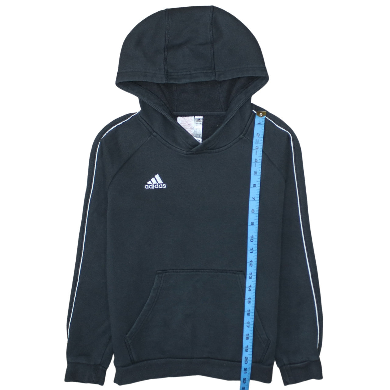 Adidas Boys Black Pullover Fleece Hoodie 11-12 Years Sports Sweatshirt