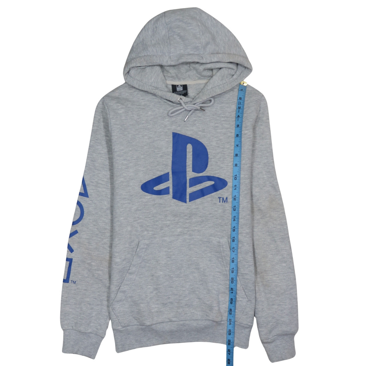 PlayStation Men's Grey Pullover Hoodie Size M Graphic Logo Gaming Sweatshirt