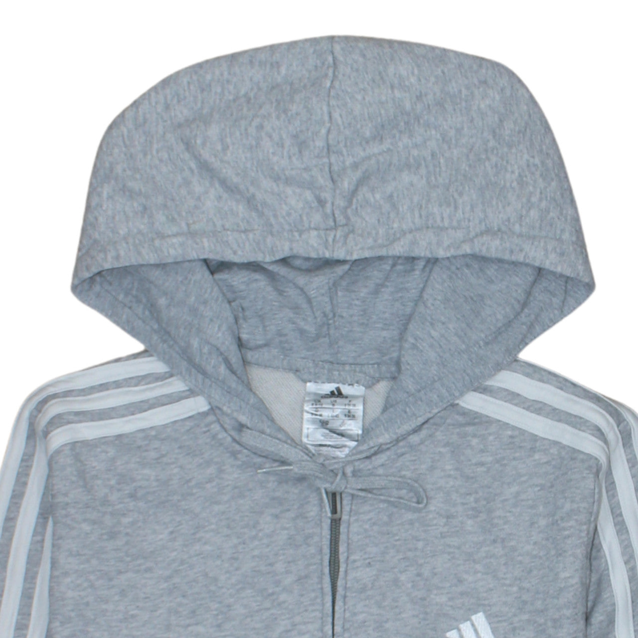 Adidas Women Grey Full Zip Hoodie Small 8-10 Hooded Sweatshirt