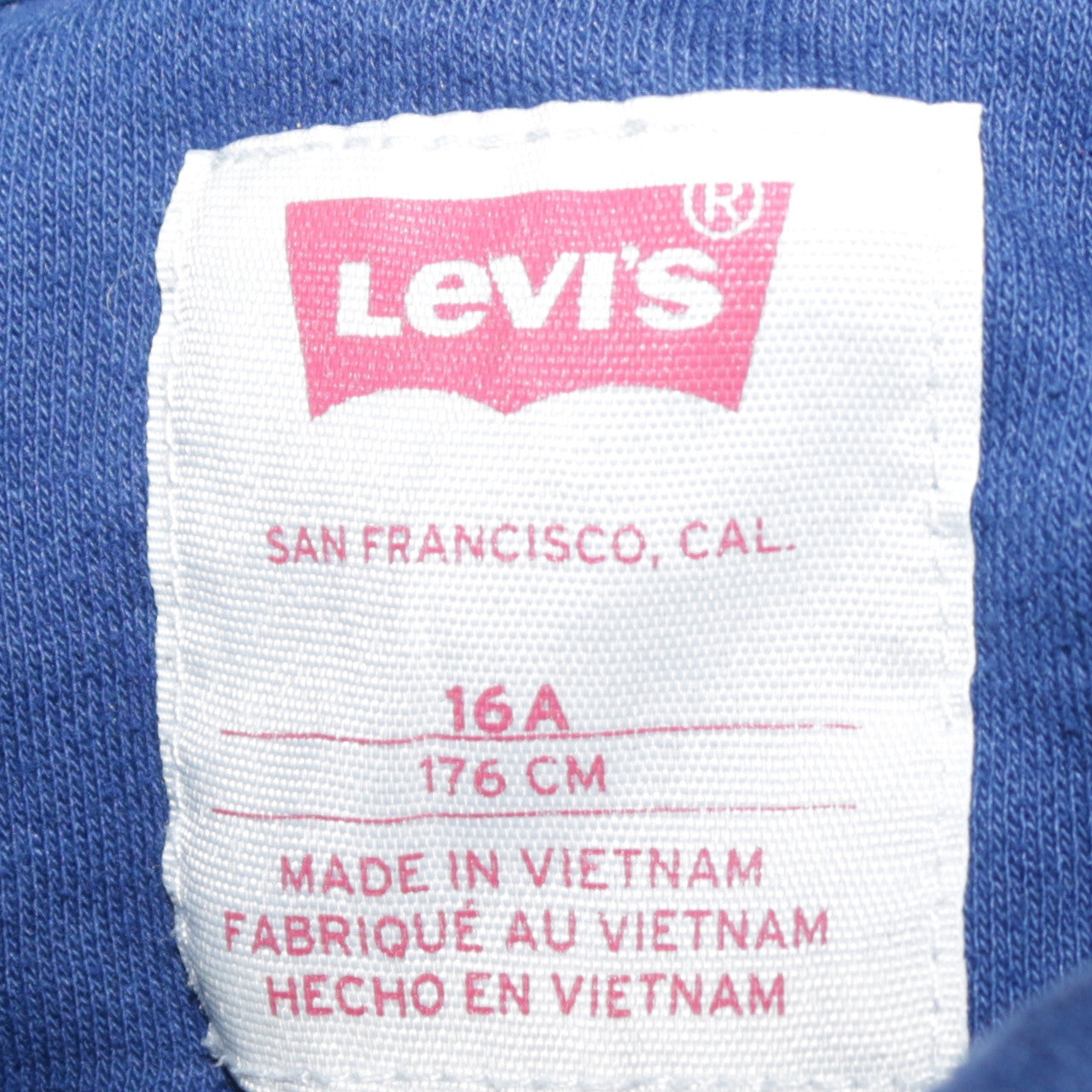 Levi's Boys Blue Pullover Hoodie 16 Years Cotton Blend Logo Sweatshirt
