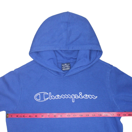 Champion Boys Blue Pullover Hoodie Size 13-14 Years Logo Fleece Sweatshirt