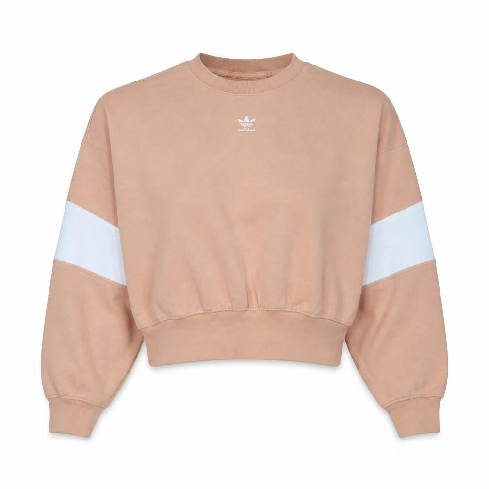 Adidas Womens Beige Crew Neck Long Sleeve Pullover Sweatshirt Size 6