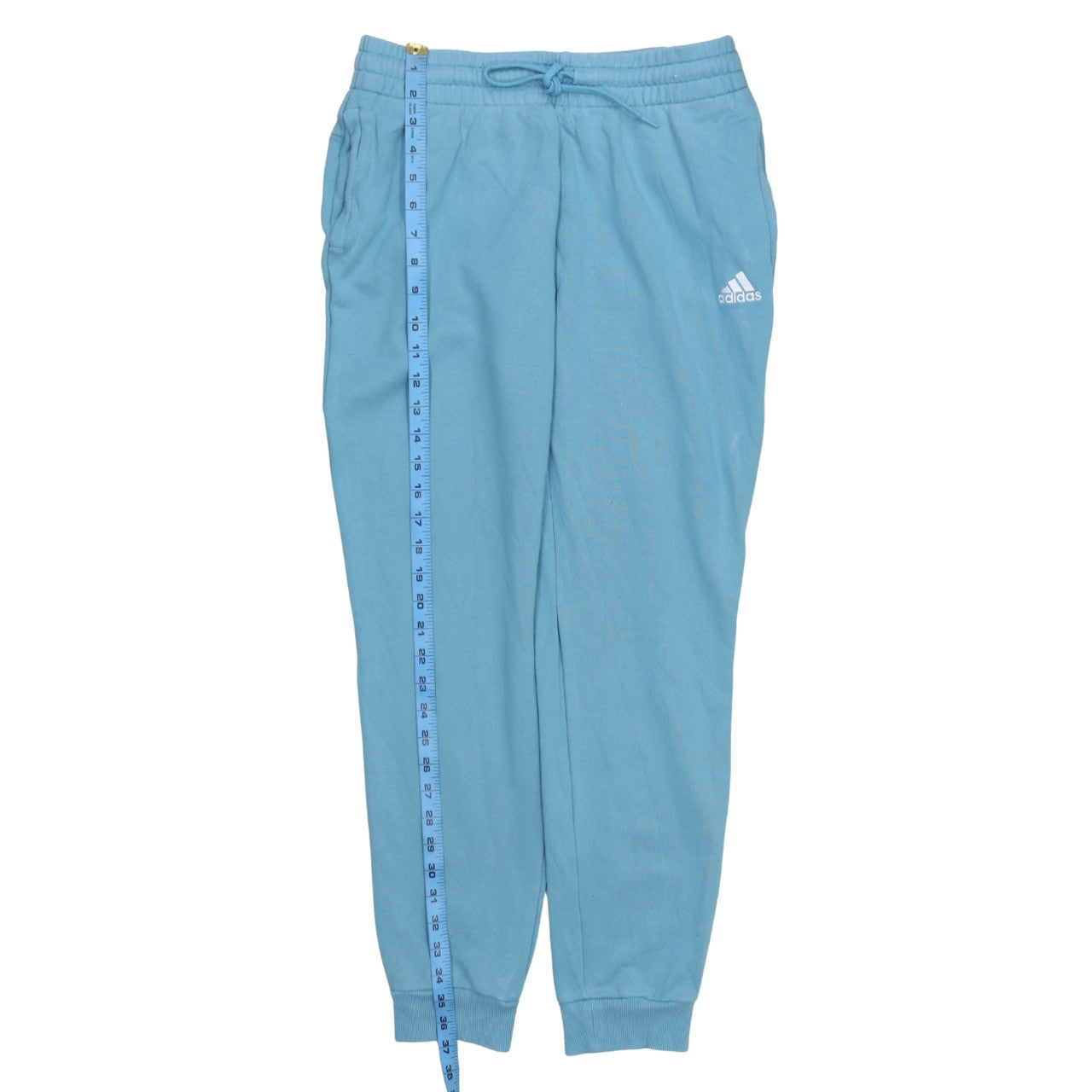adidas Women Blue Jogger Trousers M Cotton Blend Elastic Waist
