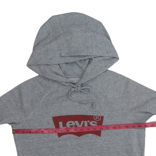 Levi's Women's Grey Pullover Hoodie XS Logo Print Cotton Blend