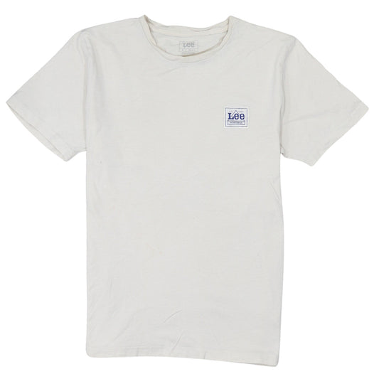 Lee Men's White Regular Fit Crew Neck Logo T-Shirt Size S