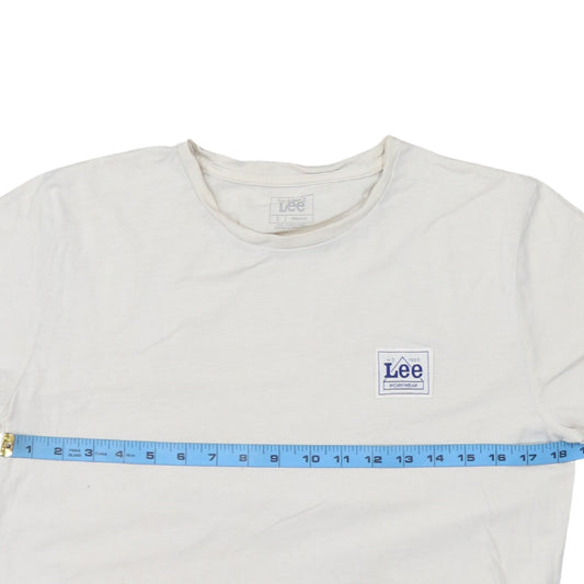 Lee Men's White Regular Fit Crew Neck Logo T-Shirt Size S