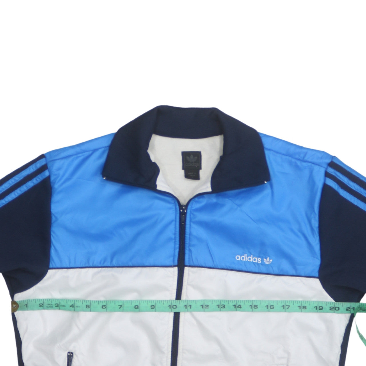 Adidas Men's Blue White Track Jacket M Regular Fit Full Zip Retro Style