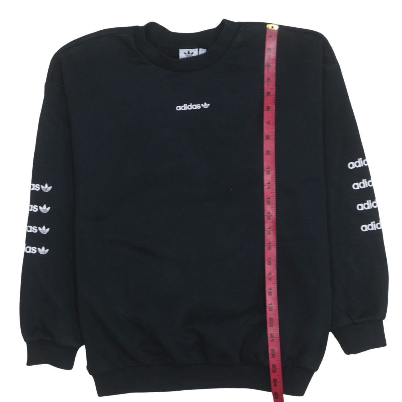 Adidas Women Black Crew Neck Pullover Sweatshirt UK 10 Logo Print