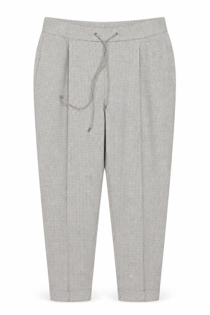 Marks & Spencer Womens Beige Check Tapered Trousers Size 24