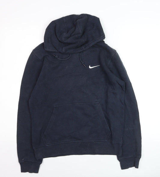 Nike Boys Navy Blue Pullover Hoodie Small Cotton Blend Long Sleeve