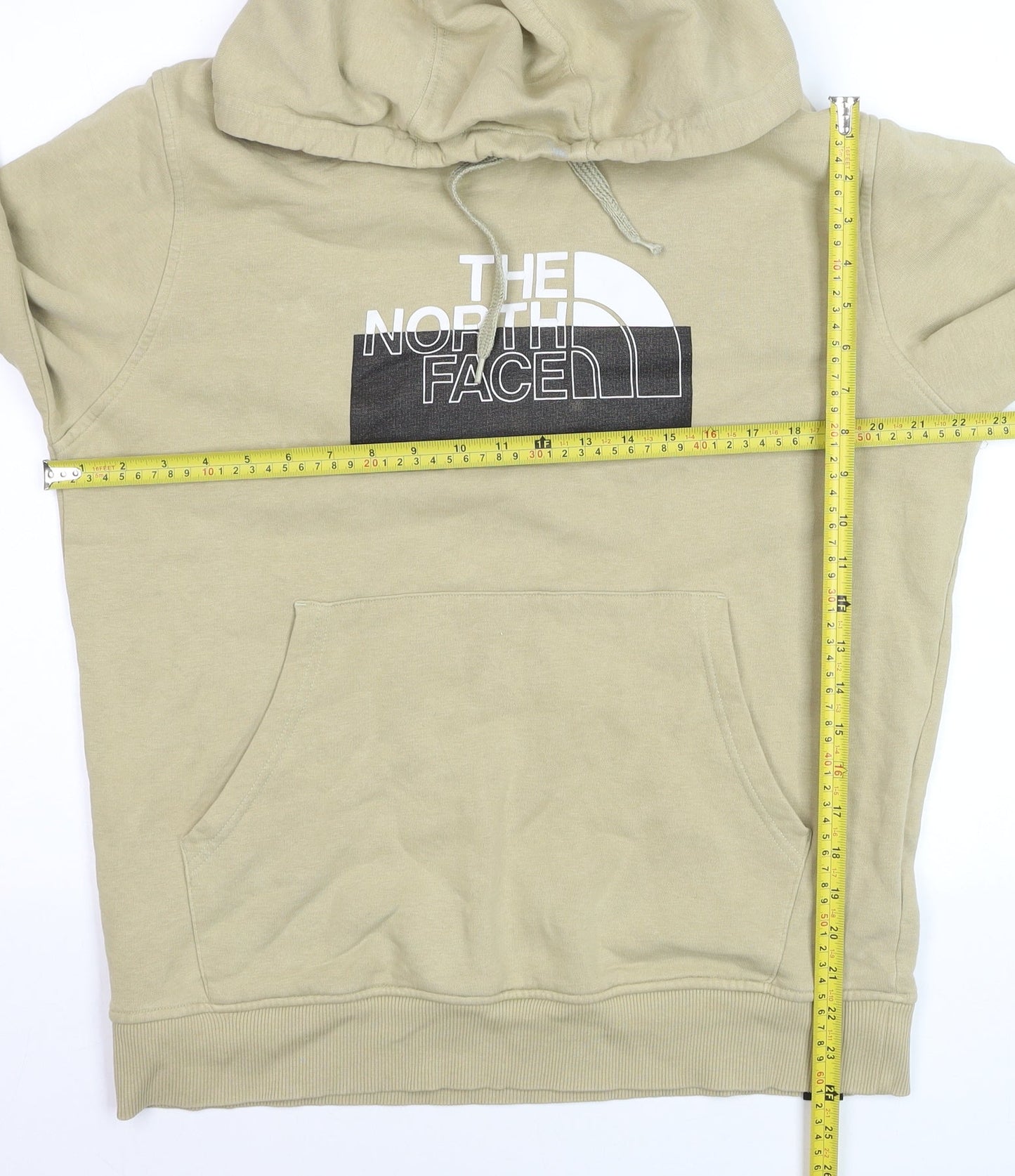 The North Face Men's Beige Pullover Hoodie L Fleece Logo Sweatshirt