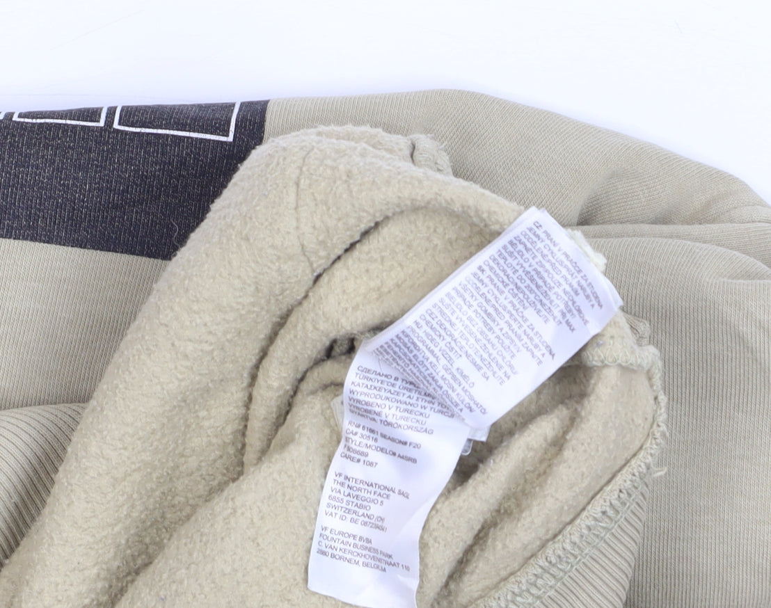 The North Face Men's Beige Pullover Hoodie L Fleece Logo Sweatshirt