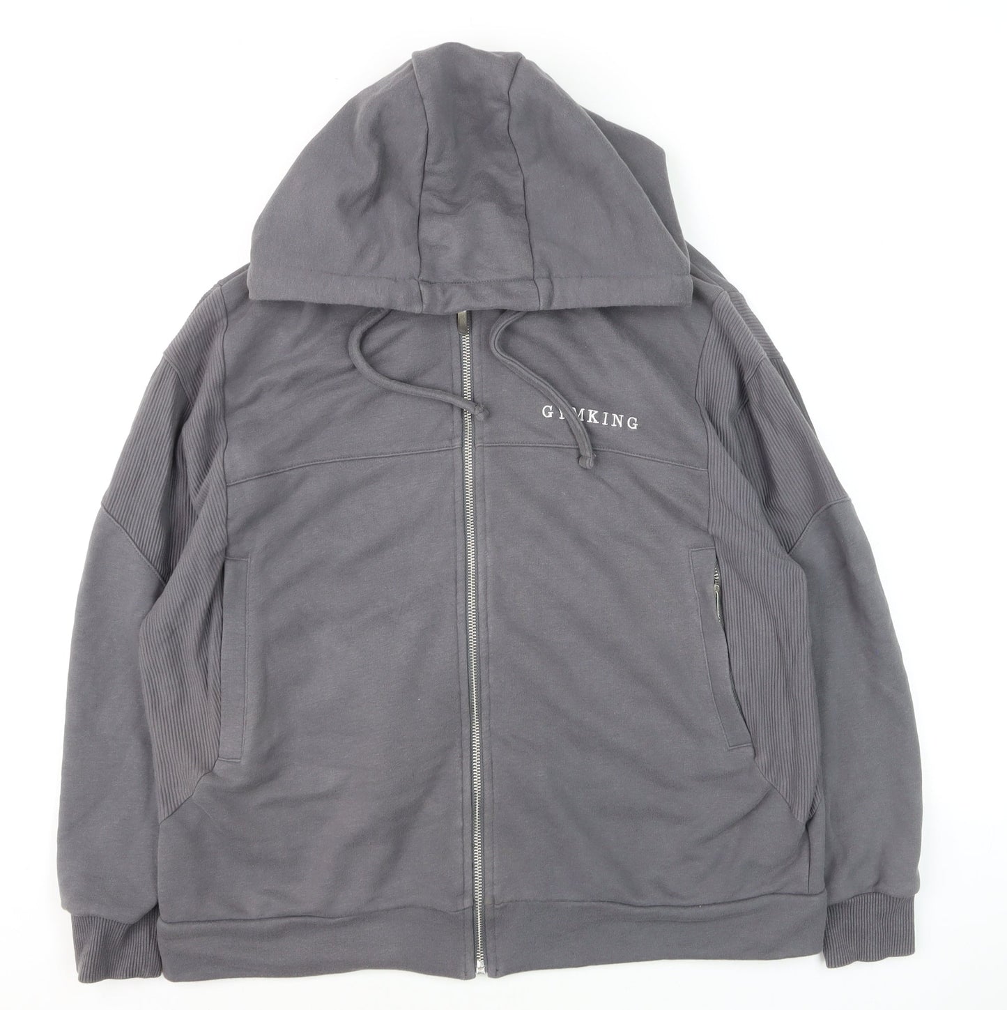 Gym King Women's Grey Full Zip Hoodie Size 8 Cotton Blend Casual