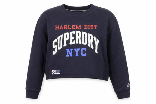 Superdry Womens Navy Harlem Dist NYC Crew Neck Sweatshirt Size 12