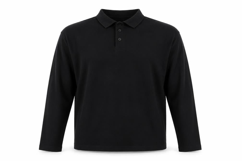 ASOS Men's Black Long Sleeve Cotton Stretch Polo Shirt Size L