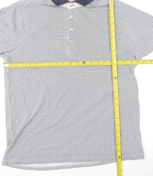 Jiggler Lord Berlue Men's Blue Geometric Pattern Polo Shirt XL