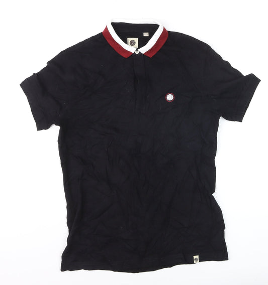 Pretty Green Men's Black Slim Fit Polo Shirt Size M Cotton