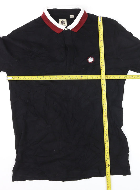 Pretty Green Men's Black Slim Fit Polo Shirt Size M Cotton