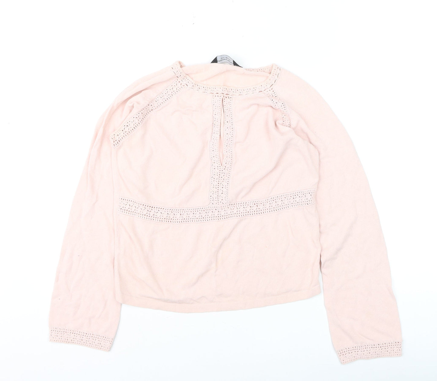 Dorothy Perkins Women’s Pink Crochet Long Sleeve Pullover Jumper Size 12