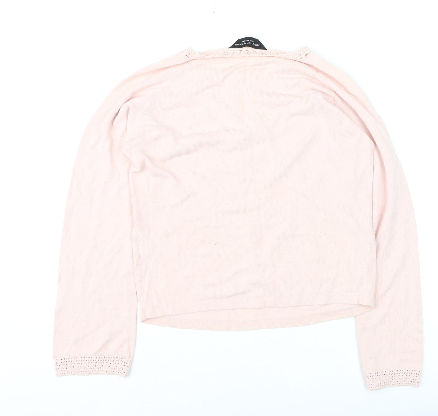 Dorothy Perkins Women’s Pink Crochet Long Sleeve Pullover Jumper Size 12