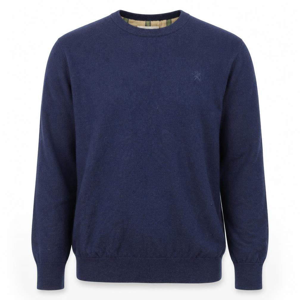 Sterling Men's Blue Cotton Crew Neck Pullover Jumper L
