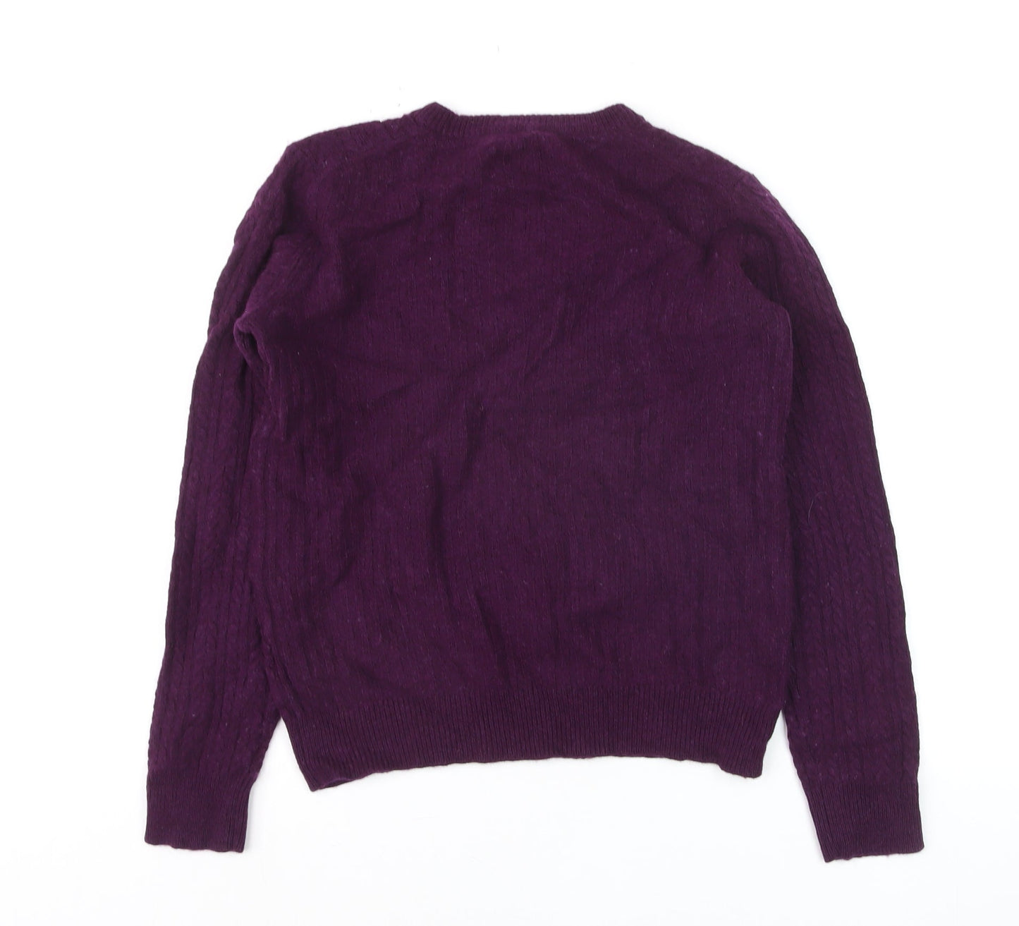 Jack Wills Women Purple Cable-Knit Merino Wool Jumper Size 12