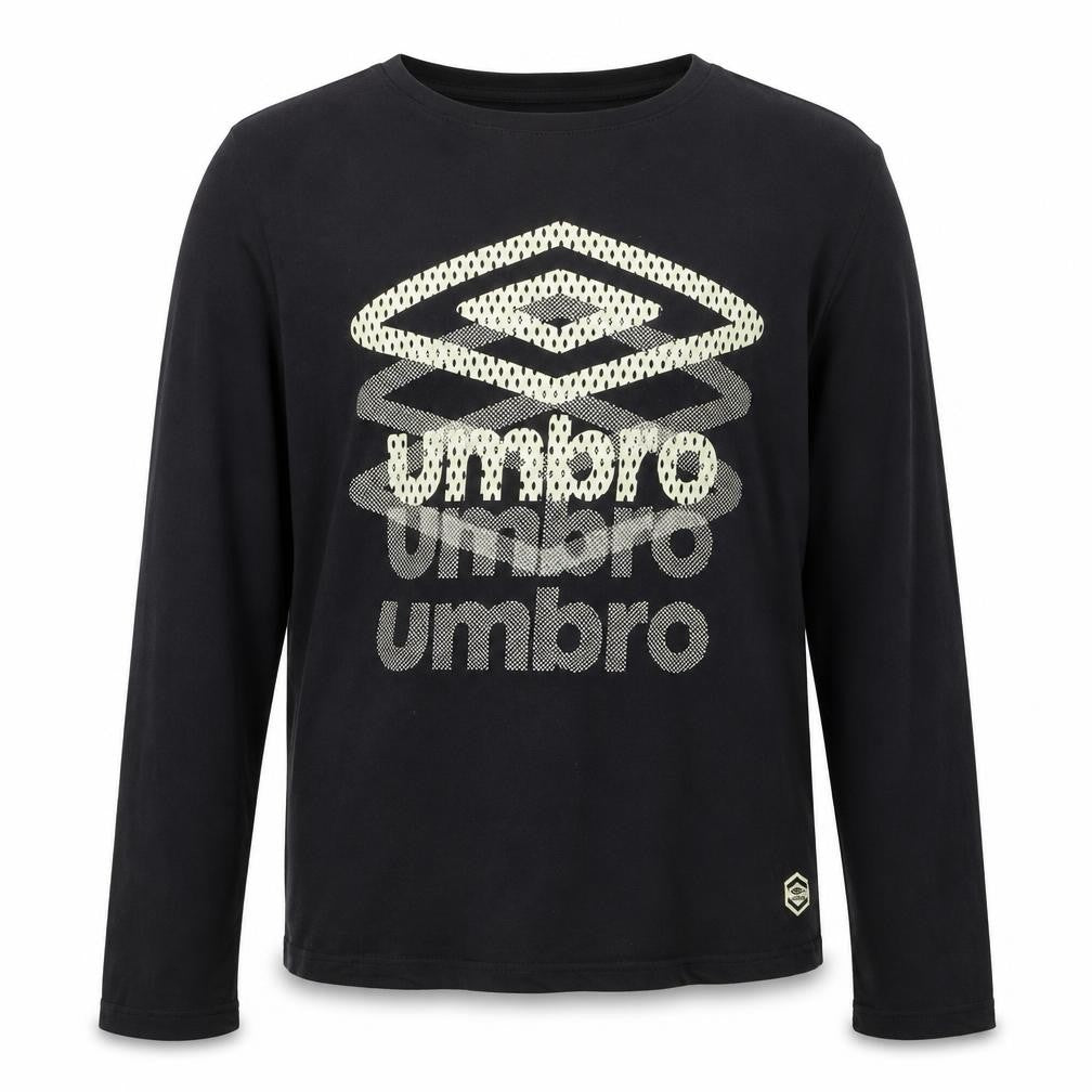 Umbro Mens Black Long Sleeve Cotton Graphic Sports Top Size M