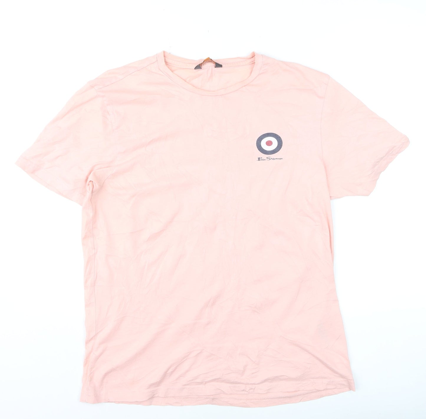 Ben Sherman Men’s Pink Crew Neck Cotton T-Shirt Size M Regular Fit