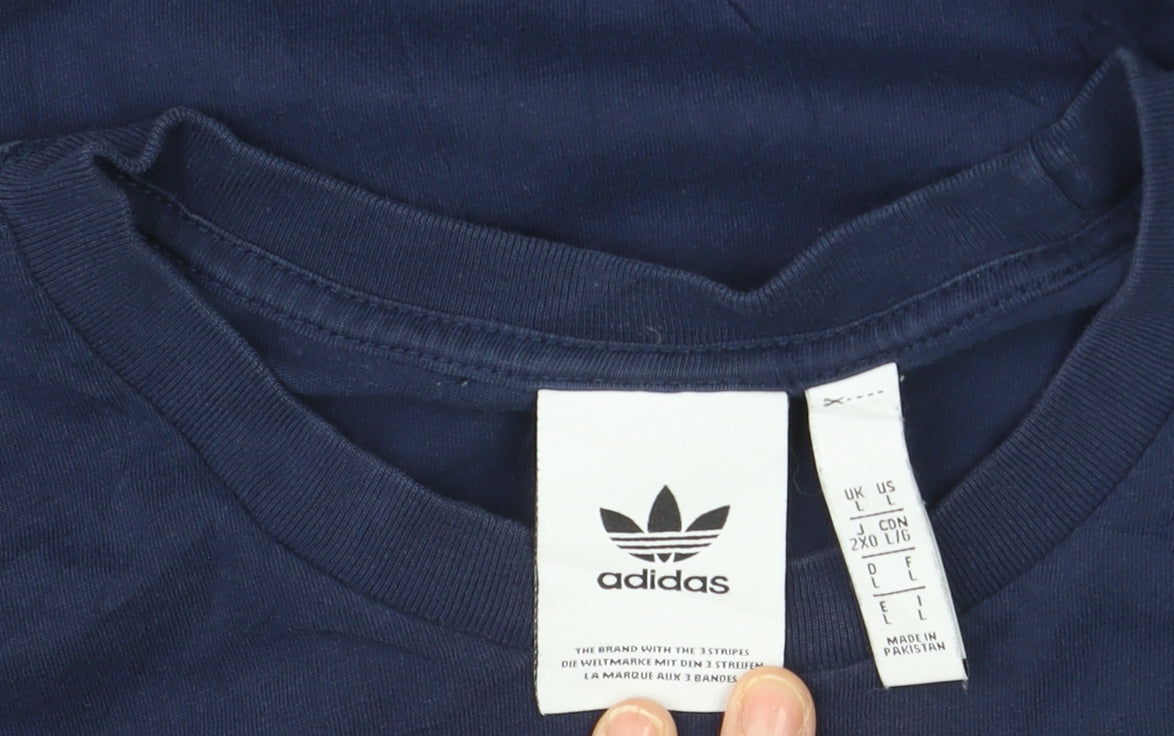 Adidas Men's Blue Crew Neck Short Sleeve Cotton T-Shirt Size L