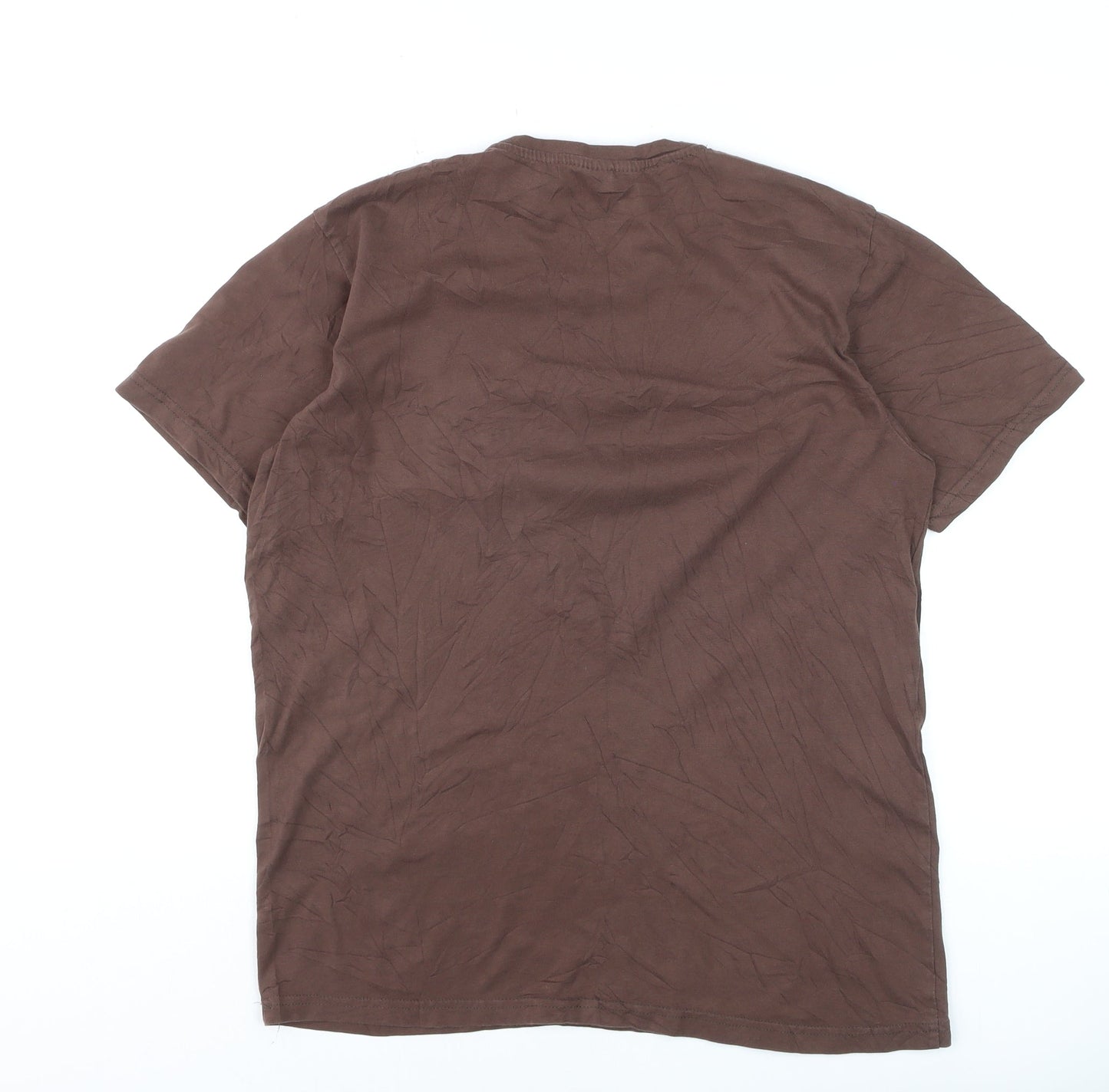 Tommy Hilfiger Men's Brown Cotton Crew Neck T-Shirt Size L
