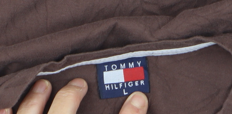 Tommy Hilfiger Men's Brown Cotton Crew Neck T-Shirt Size L