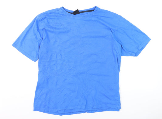 Kandor Men's Blue Cotton Crew Neck Short Sleeve T-Shirt Size S