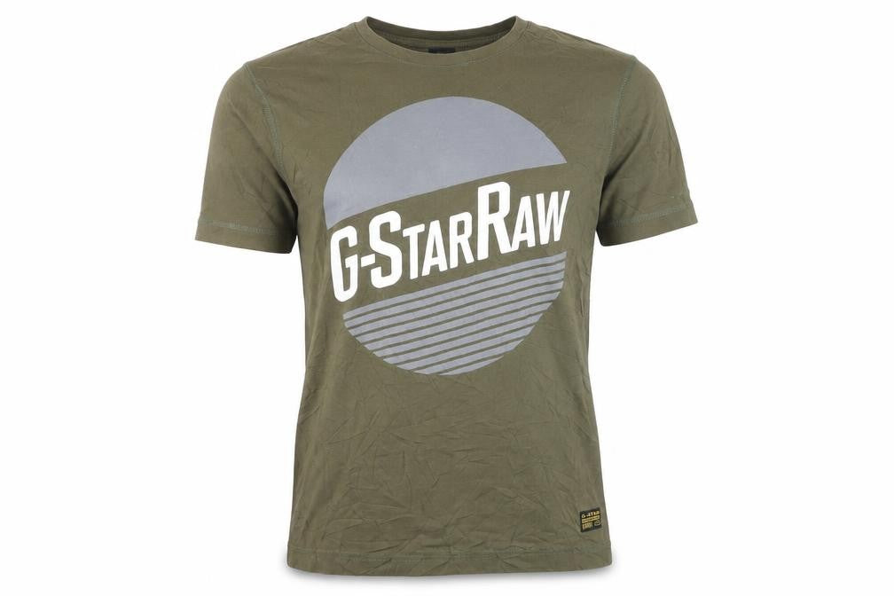 G-Star RAW Men's Green Cotton Graphic Logo T-Shirt Size M