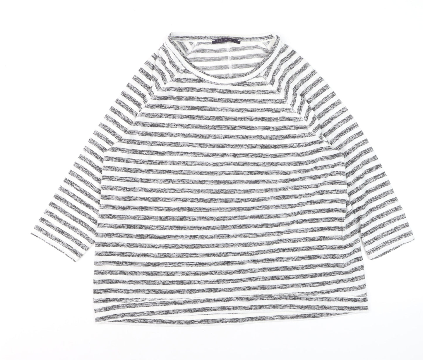 Marks and Spencer Womens Black White Striped Jersey Top Size 16