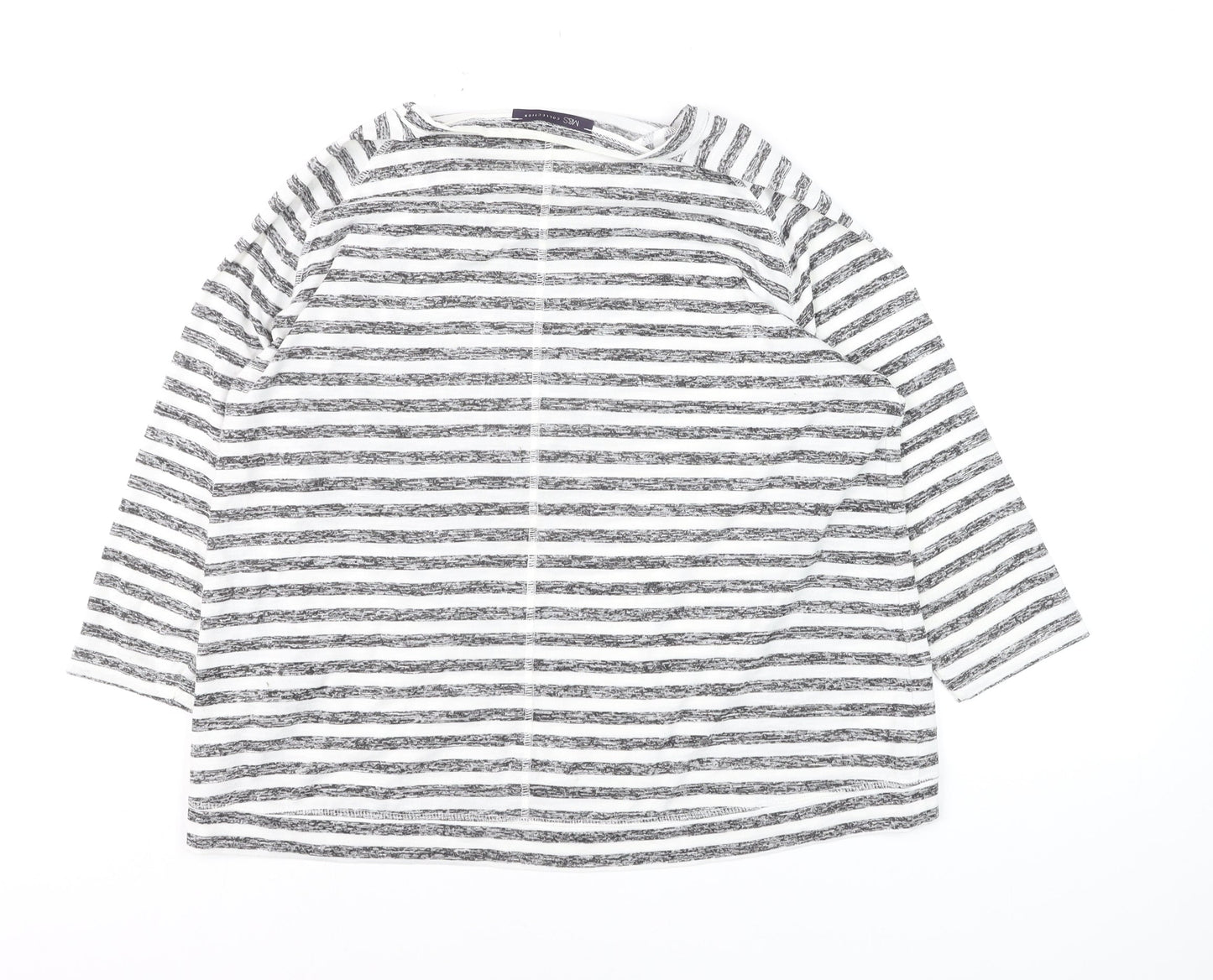 Marks and Spencer Womens Black White Striped Jersey Top Size 16