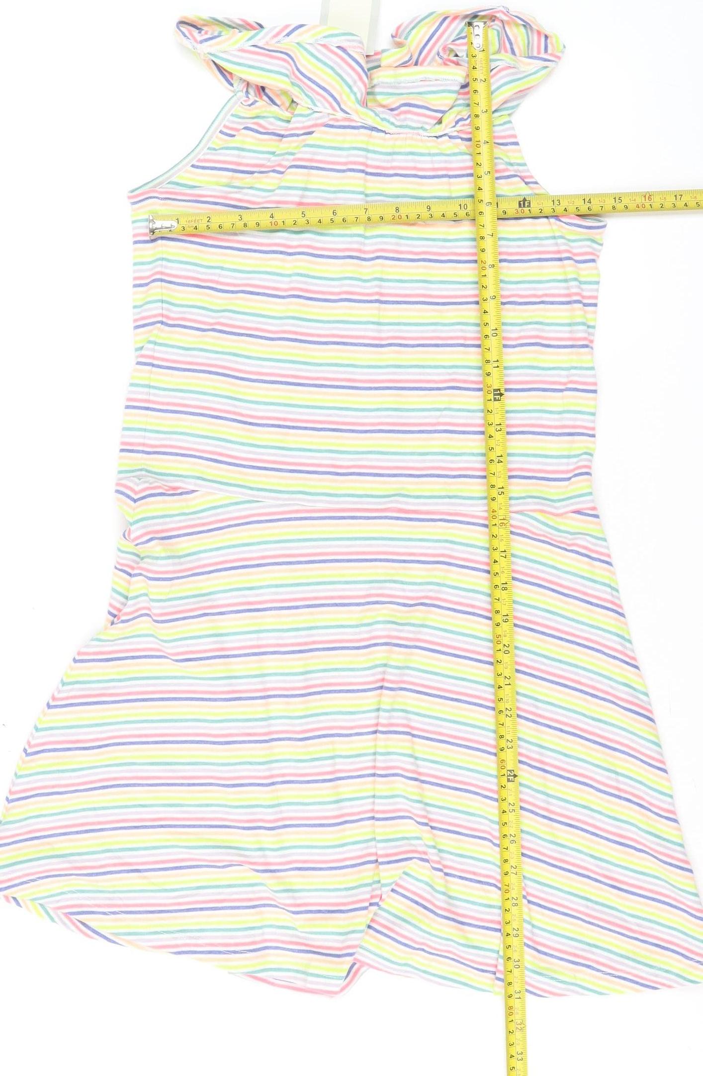Nutmeg Girls Multicoloured Striped One Shoulder Skater Dress 11 Years