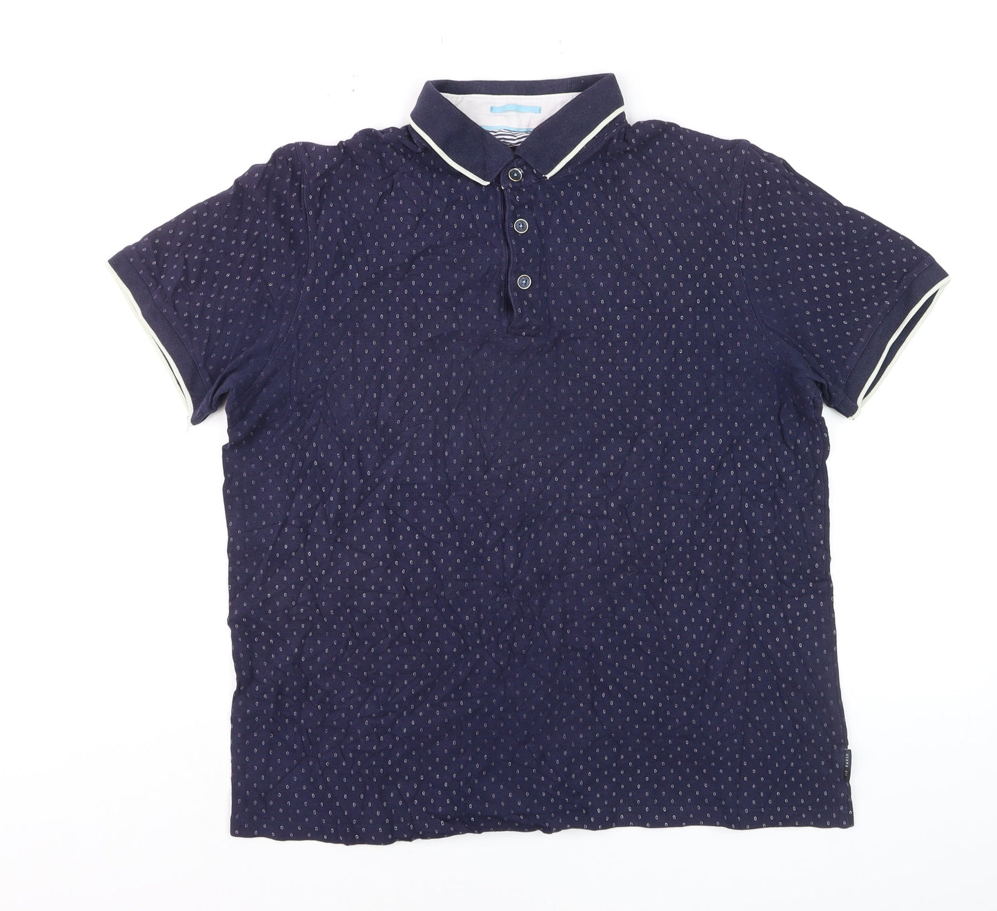 Ted Baker Men's Blue L Geometric Cotton Polo Shirt