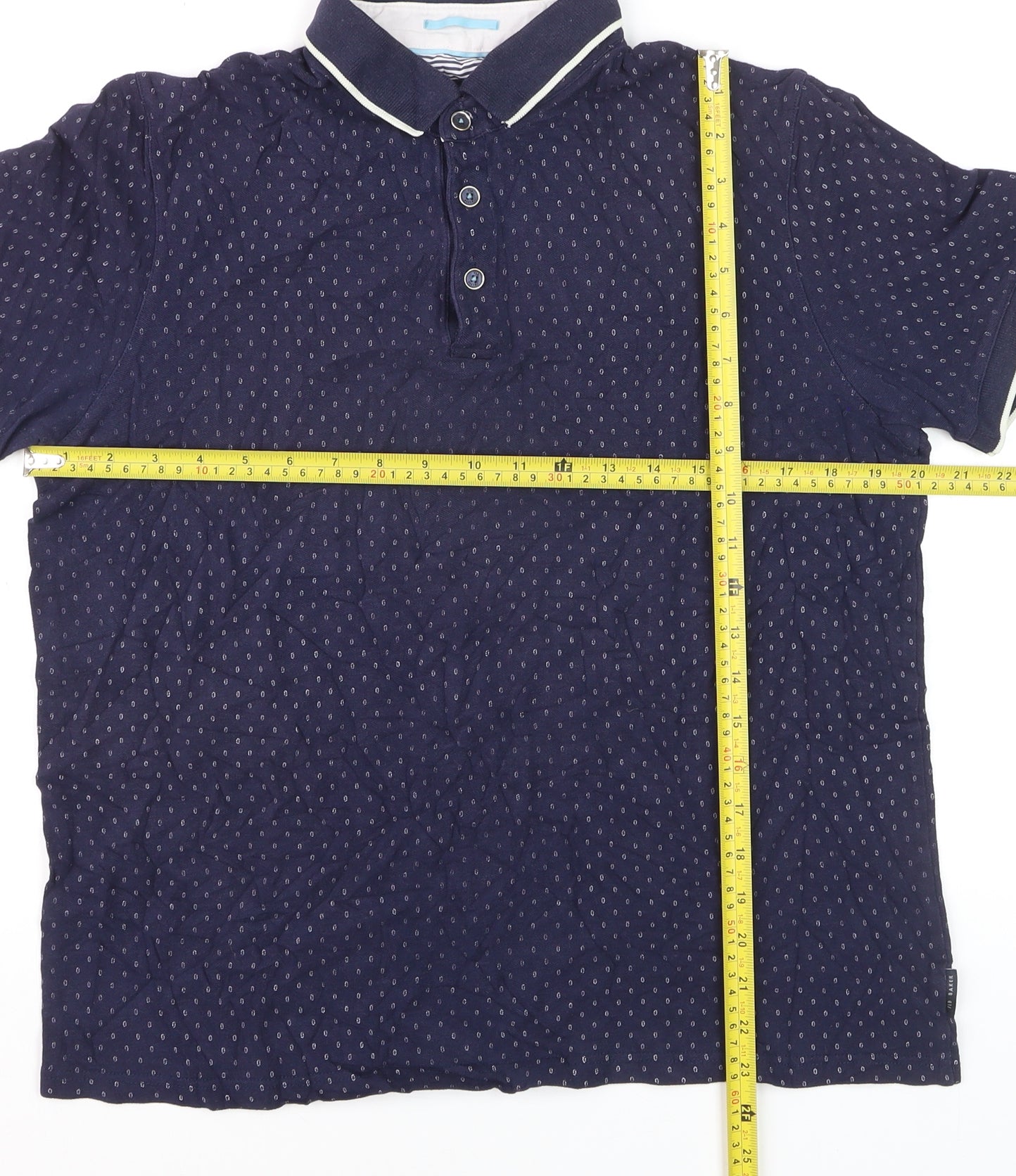 Ted Baker Men's Blue L Geometric Cotton Polo Shirt