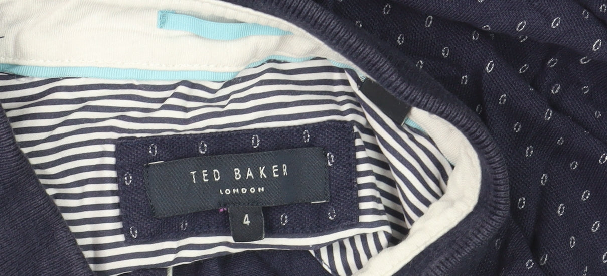 Ted Baker Men's Blue L Geometric Cotton Polo Shirt
