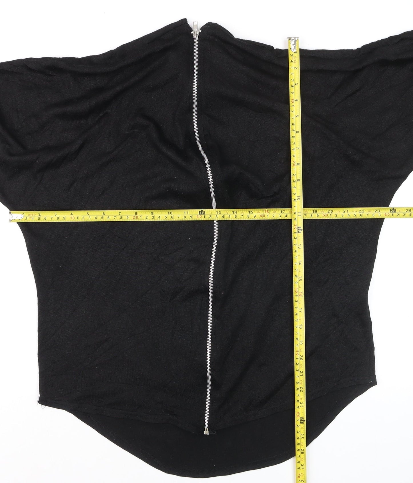 Select Women’s Black Zip Front Kimono Sleeve Blouse Size 14