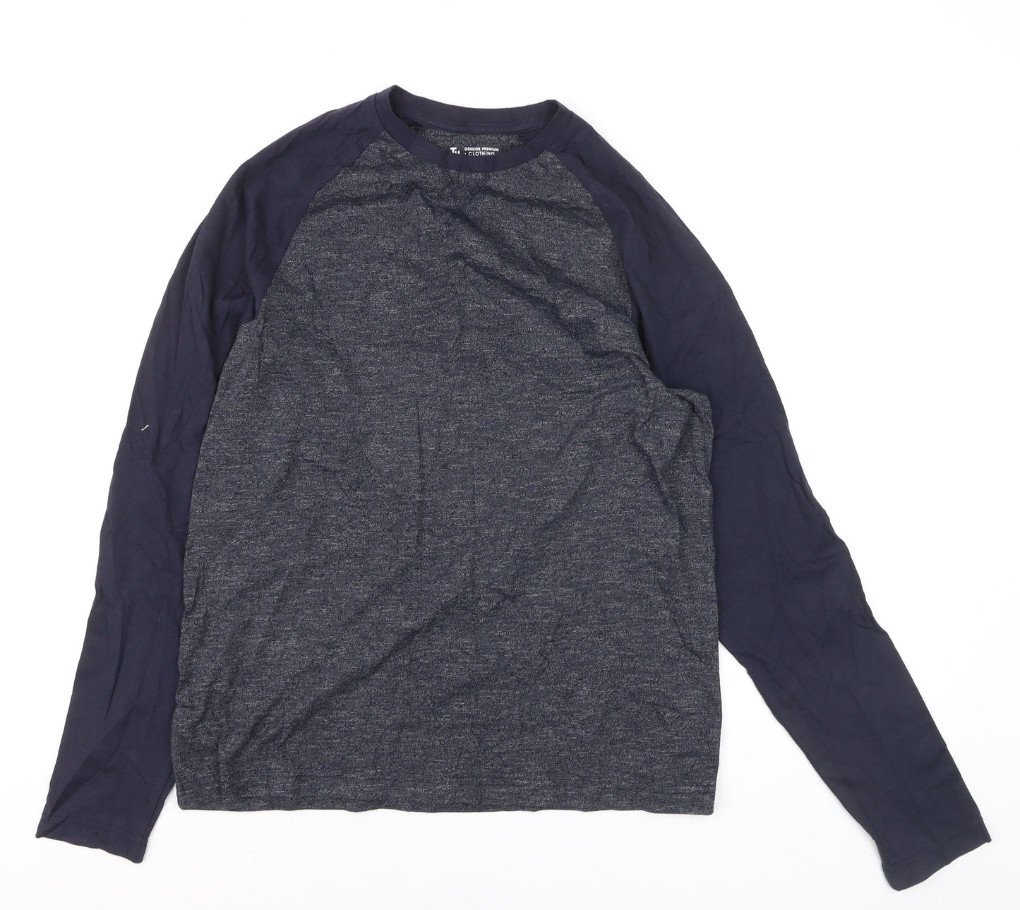 Tu Clothing Men's Blue Long Sleeve Raglan Cotton Top Size S