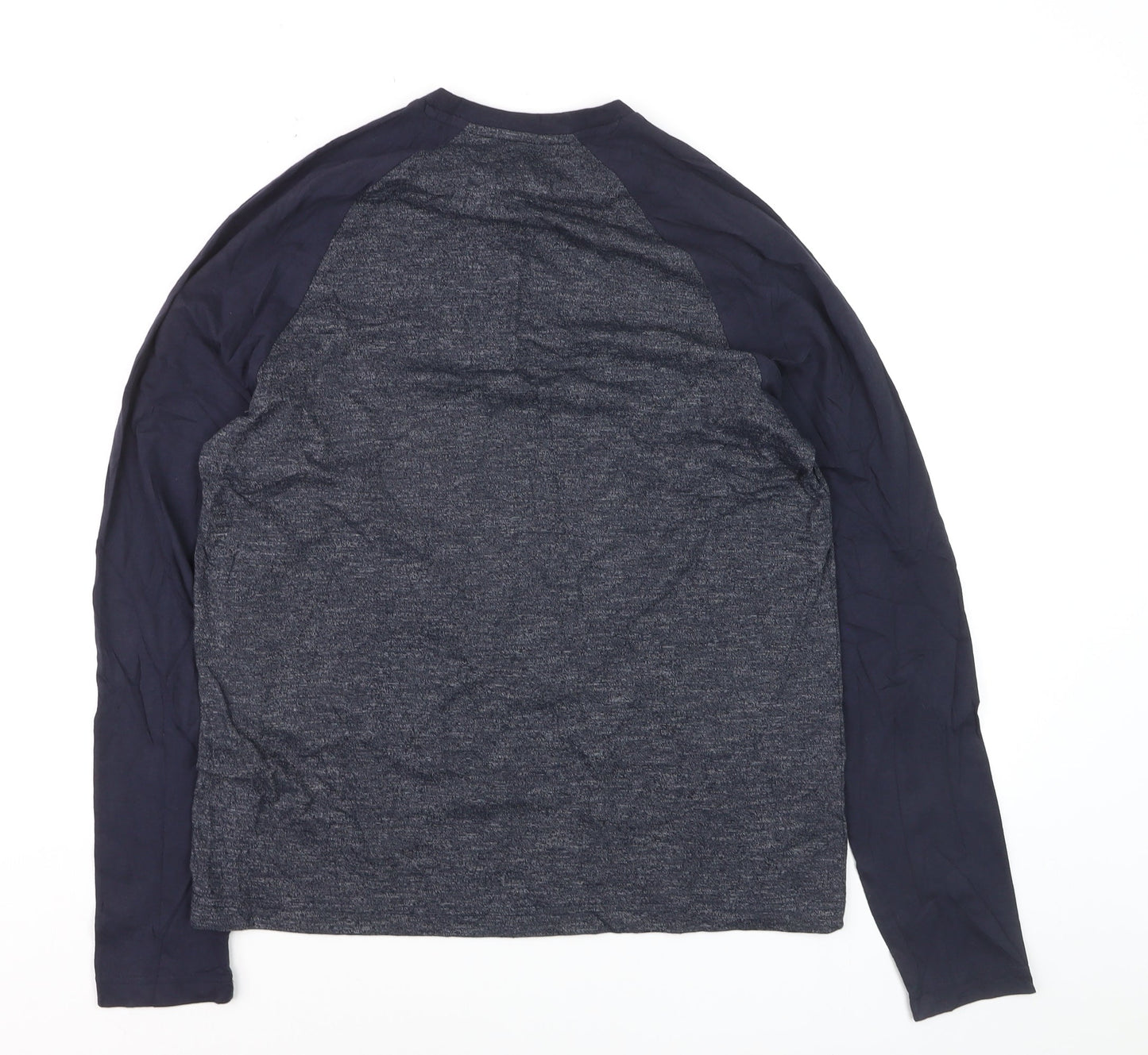 Tu Clothing Men's Blue Long Sleeve Raglan Cotton Top Size S