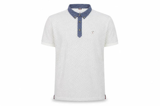 Soviet Men’s White Polka Dot Polo Shirt XL Button-Down Collar