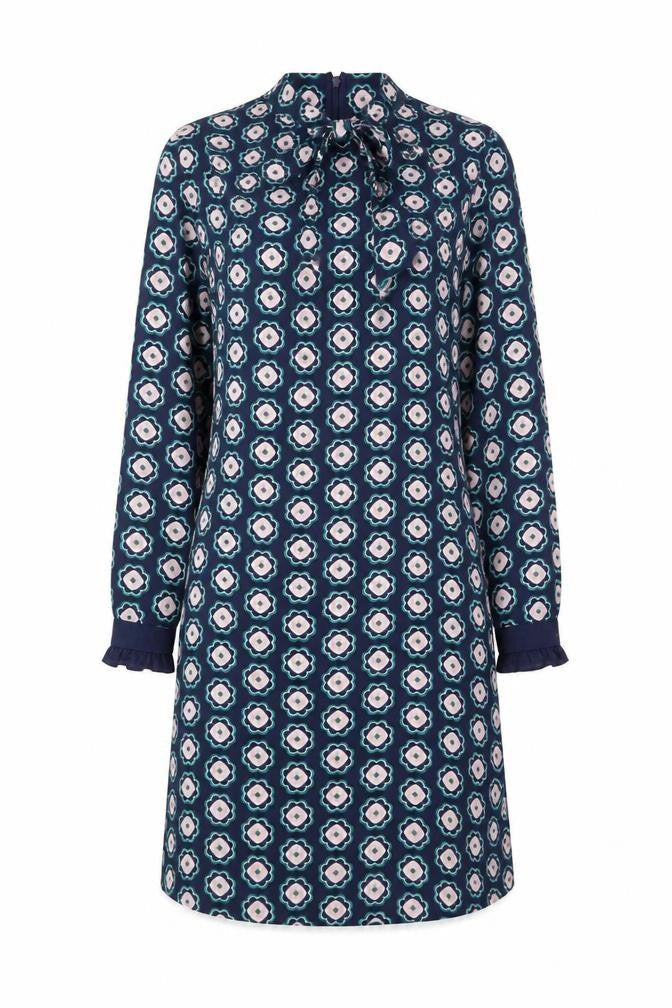 Marks & Spencer Women’s Blue Floral Shift Dress Size 8 Long Sleeve