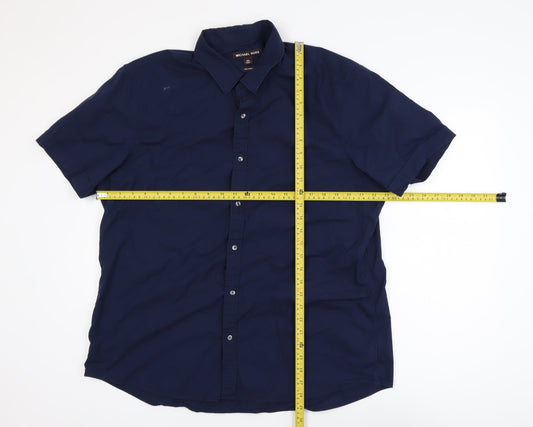 Michael Kors Men's Blue 2XL Slim Fit Cotton Stretch Polo Shirt