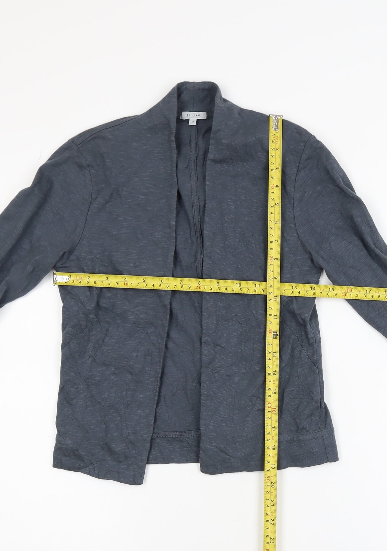 Jigsaw Women's Grey Cotton Blazer XS Lightweight Jersey Jacket
