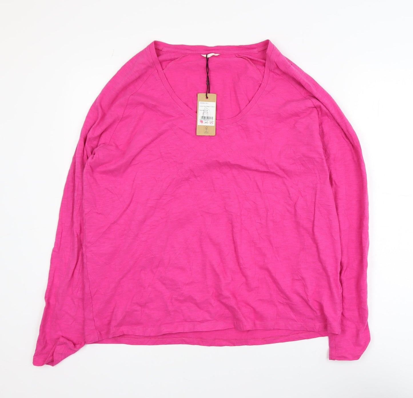 Hush Womens Raspberry Pink Cotton Slub Long Sleeve T-Shirt Size L