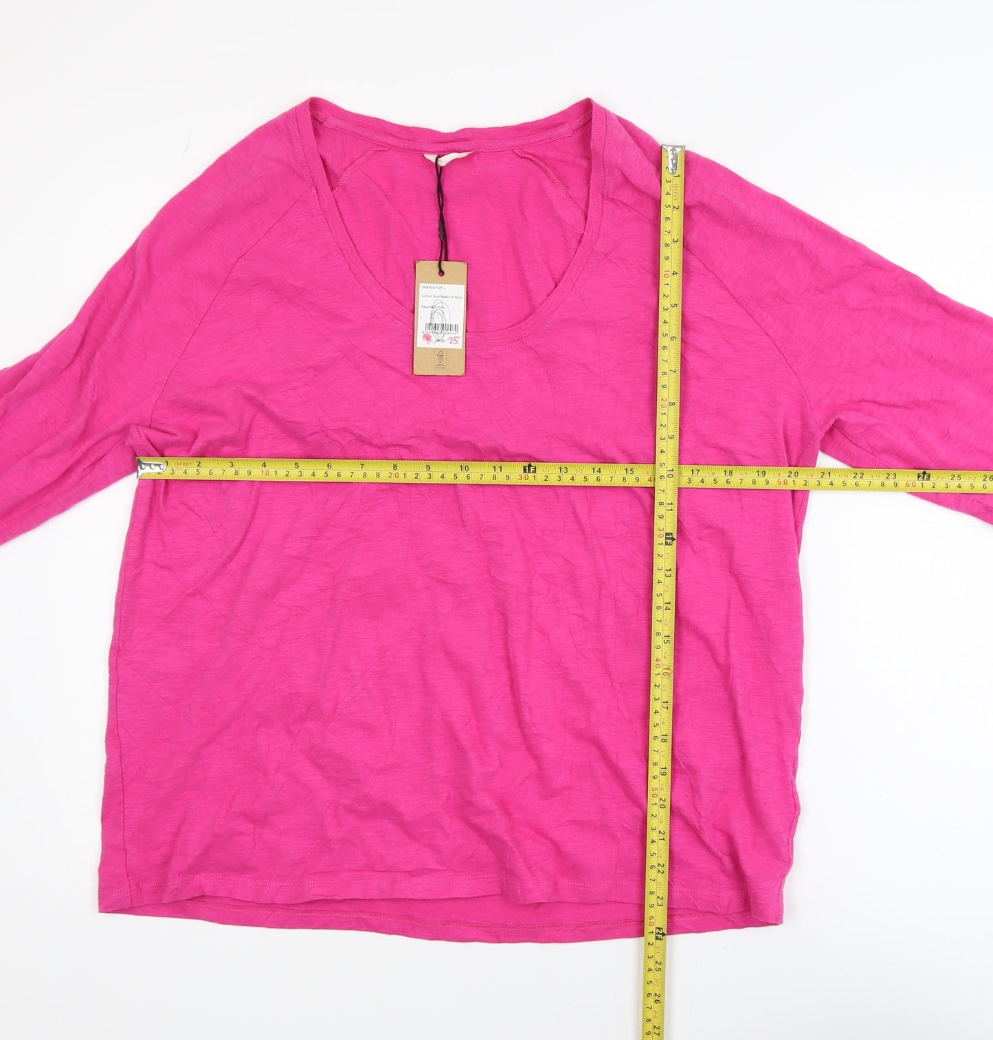 Hush Womens Raspberry Pink Cotton Slub Long Sleeve T-Shirt Size L