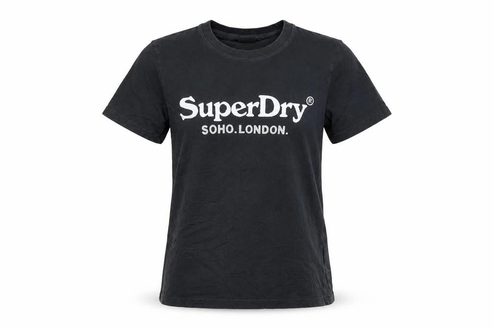 Superdry Womens Black Cotton Short Sleeve Crew Neck T-Shirt S